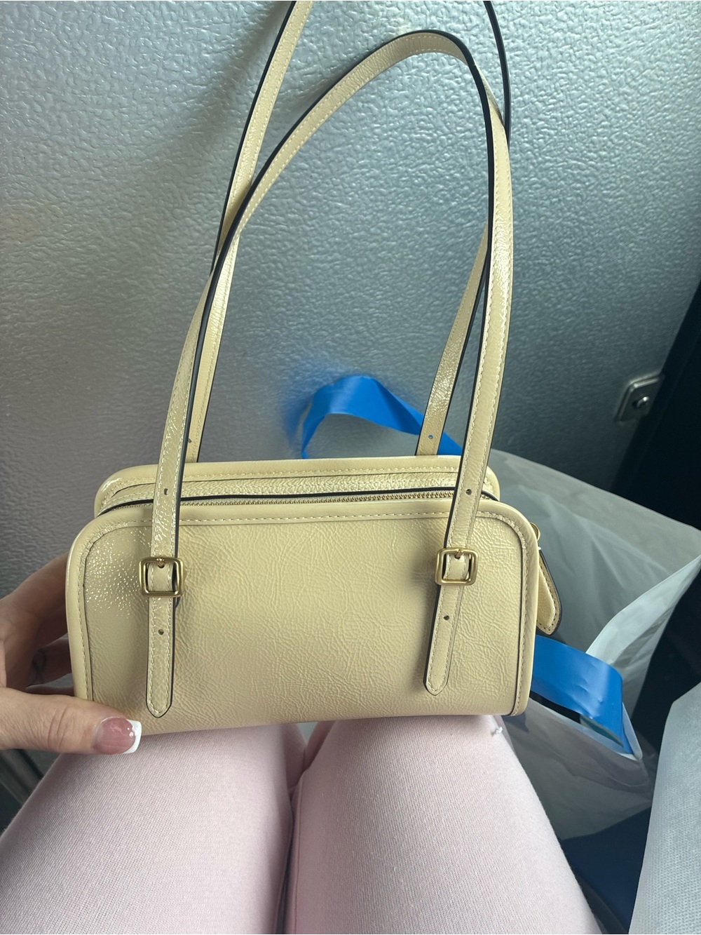 Coach Cream Double-Compartment Shoulder Bag with Adjustable Straps